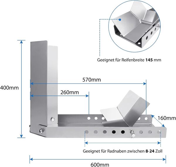 YRHome Rail d'aide au chargement pour moto - Support de roue avant - Support renforcé - Avec 3 trous de boulons d'ancrage - Facteur de sécurité élevé (3 pièces)