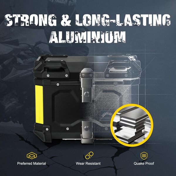 Gurblofy Boîtier supérieur Noir pour Moto (GBTC-45BL), Noir, Top Case Moto