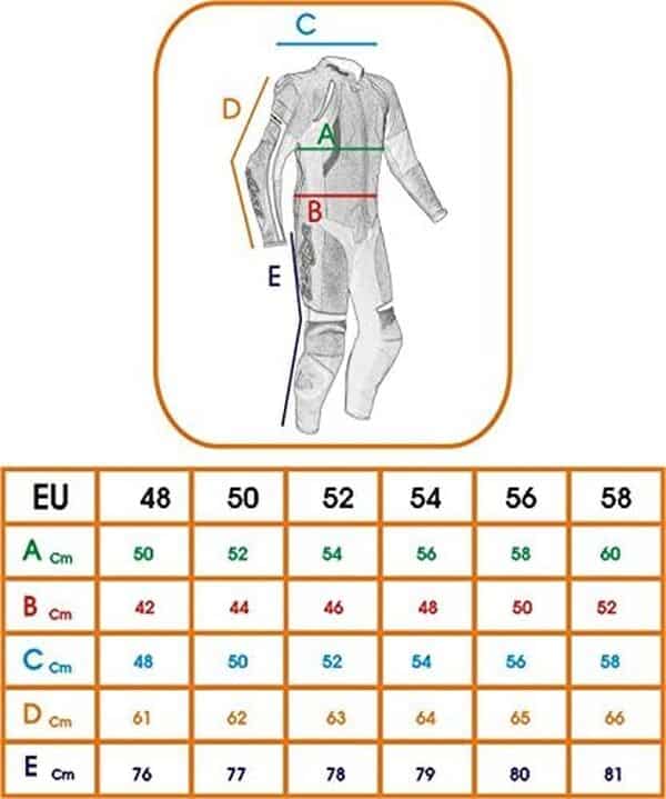 Combinaison Cuir 1 Pc. Moto Motard Piste Racing Route Protections Rouge 54