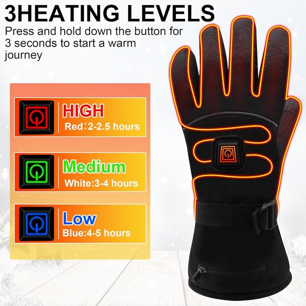 QILOVE Gants chauffants pour homme et femme avec batterie rechargeable, chauffe-mains électriques, écran tactile, équipement de moto pour moto, pêche, randonnée, cyclisme, ski