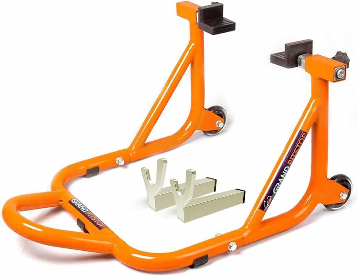 Test du Grand Pitstop : stand moto polyvalent et robuste pour Yamaha, honda, kawasaki, suzuki