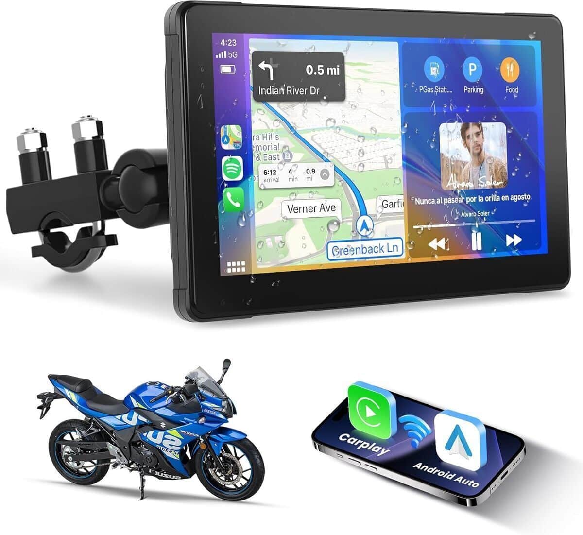 Test : écran carplay sans fil Podofo 7 pouces pour moto