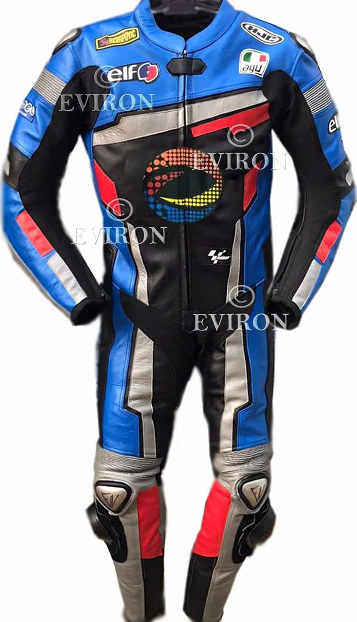 Test : combinaison moto cuir multicolore XL noir et bleu