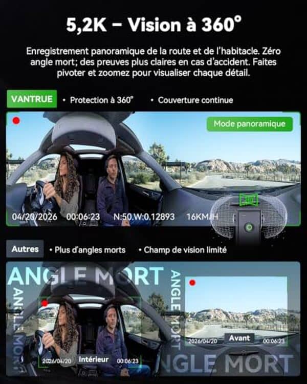 Découvrez notre test complet de la dashcam VANTRUE E360 : performances, qualité vidéo, fonctionnalités et avis détaillé pour bien choisir votre caméra embarquée.