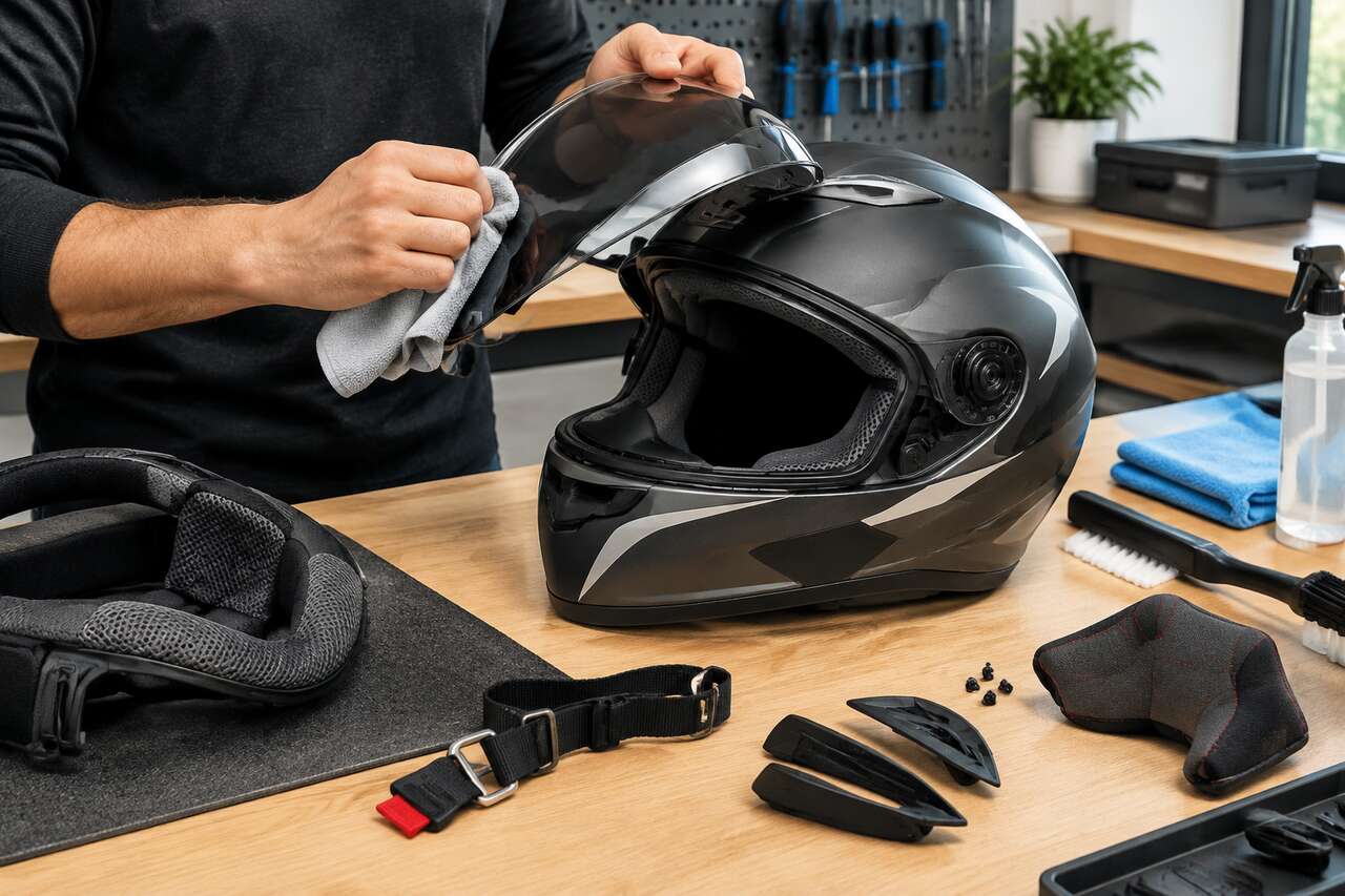 Check-up r&eacute;gulier: visi&egrave;re, jugulaire, int&eacute;rieur, ventilation, accessoires